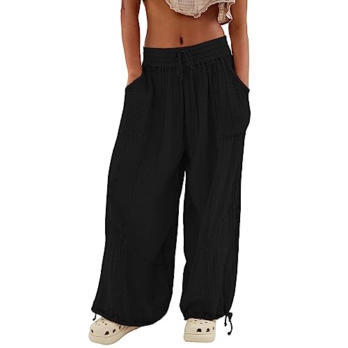 Amazon.com: ZYXTIM Women's Linen Pants Casual Loose High Waist